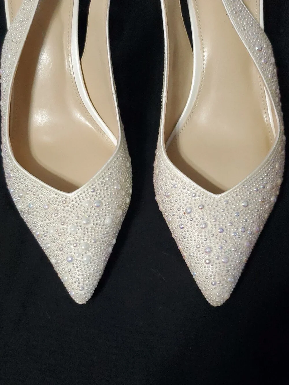 Betsey Johnson NWOT Ivory Clark Rhinestone Pearl Slingback Wedding Pumps Sz 10
